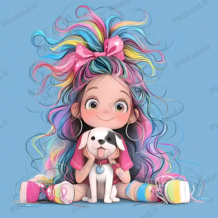 تصویر با کیفیت 8K دختر خوشحال با سگ ناز کد0150