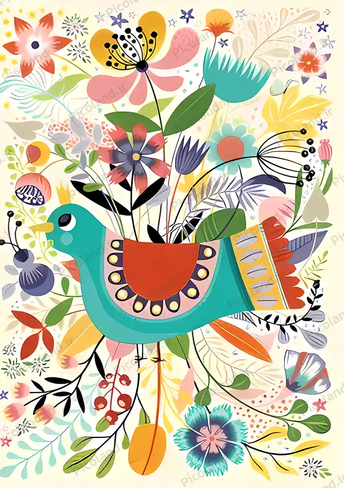 تصویر با کیفیت HD طرح گل و مرغ زیبا کد0151