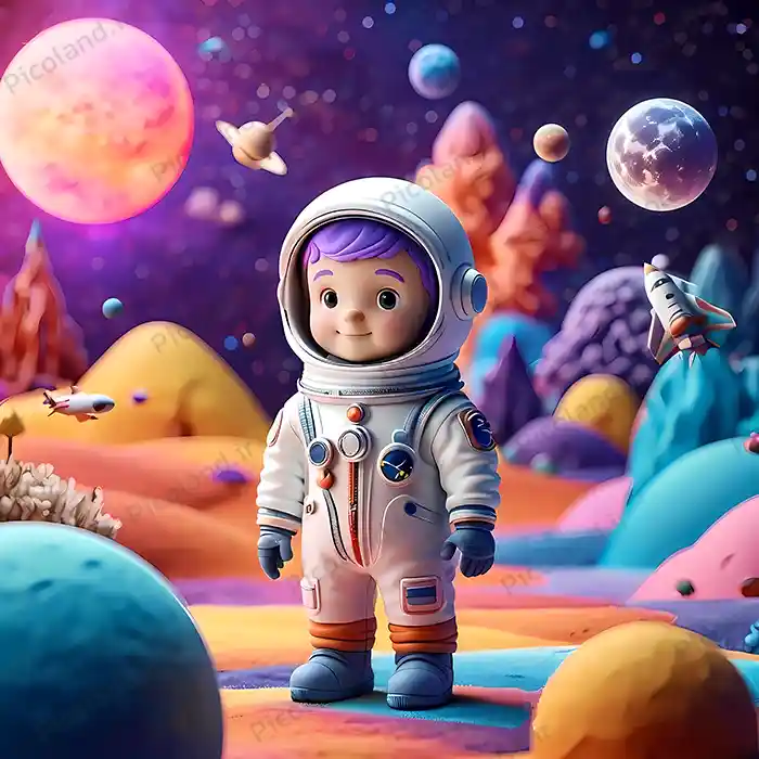 تصویر با کیفیت 12K طرح فضانورد کوچولو کد0162