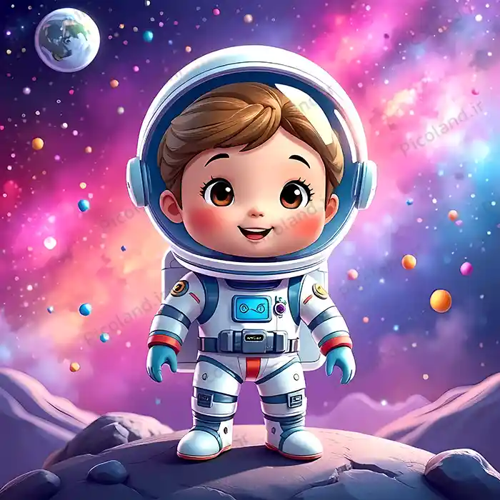 تصویر با کیفیت 8k پسر فضانورد کیوت کد0173