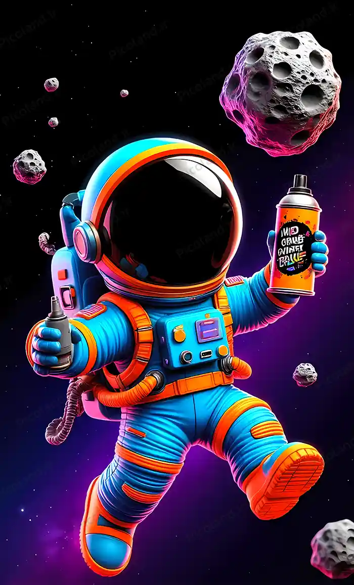 تصویر با کیفیت 8k فضانورد در حال نقاشی کد0177