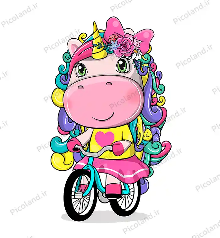 تصویر با کیفیت 8k طرح تک شاخ دوچرخه سوار کیوت کد0180