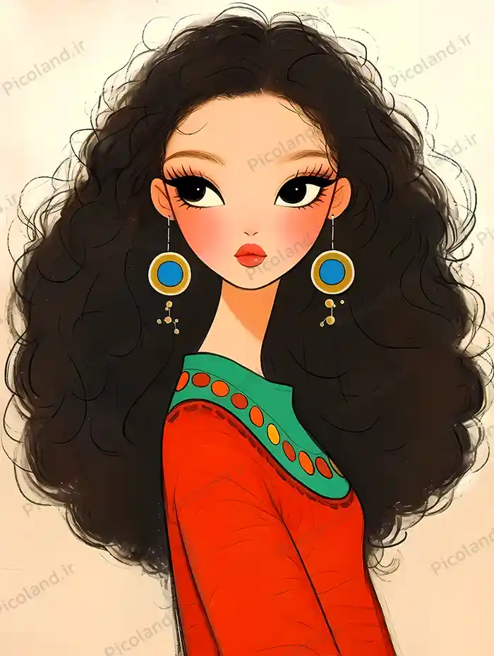 تصویر با کیفیت 8K طرح نقاشی دختر زیبا کد0186