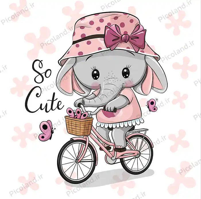 تصویر با کیفیت 8K طرح فیل دوچرخه سوار کیوت کد0187