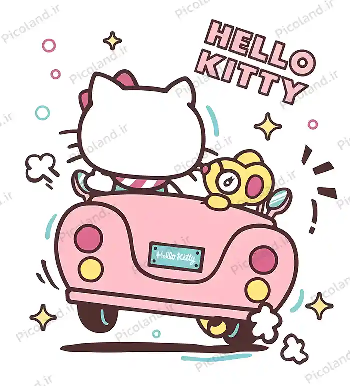 تصویر با کیفیت 8K طرح کیتی و دوستش سوار ماشین کیوت کد0195