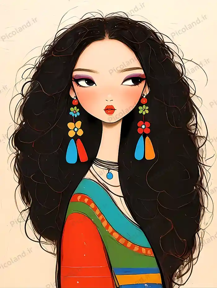تصویر با کیفیت 8K دختر زیبا با لباس سنتی کد0201