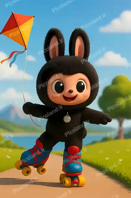 تصویر با کیفیت 8K لبوبو در حال باد بادک بازی کیوت کد0202