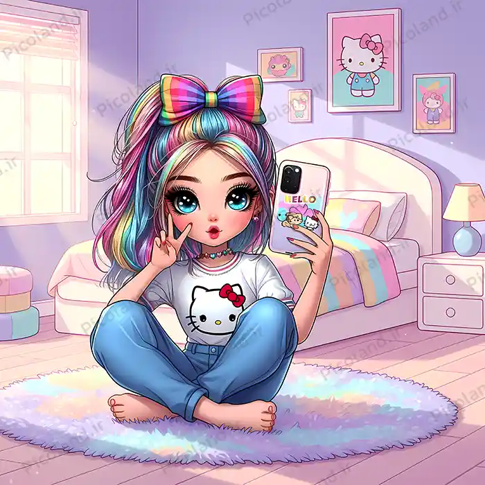 تصویر با کیفیت 12K دختر ناز و کیوت در حال سلفی گرفتن کد0206