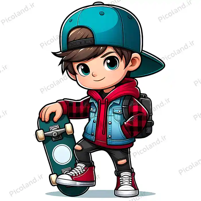 تصویر با کیفیت 4K پسر کیوت با اسکیت کد0207