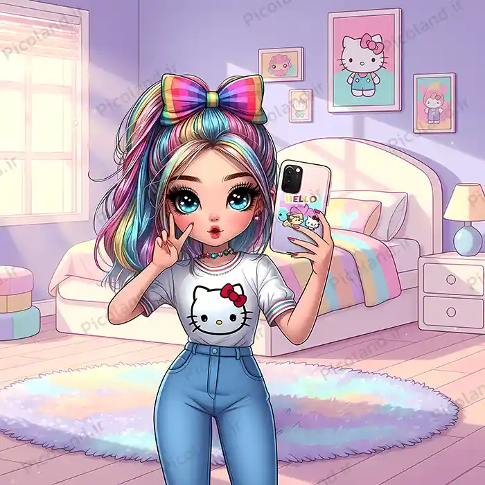 عکس با کیفیت 12K دختر ناز و کیوت در حال سلفی گرفتن کد0217