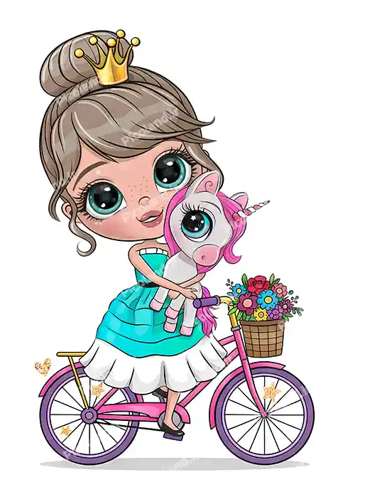 عکس با کیفیت 8K پرنسس کوچولو دوچرخه سوار کیوت کد0228