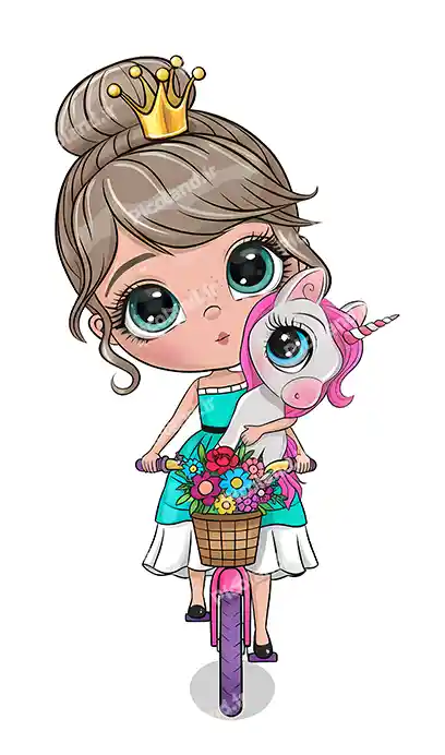 عکس با کیفیت 8K پرنسس کوچولو دوچرخه سوار کیوت کد0229