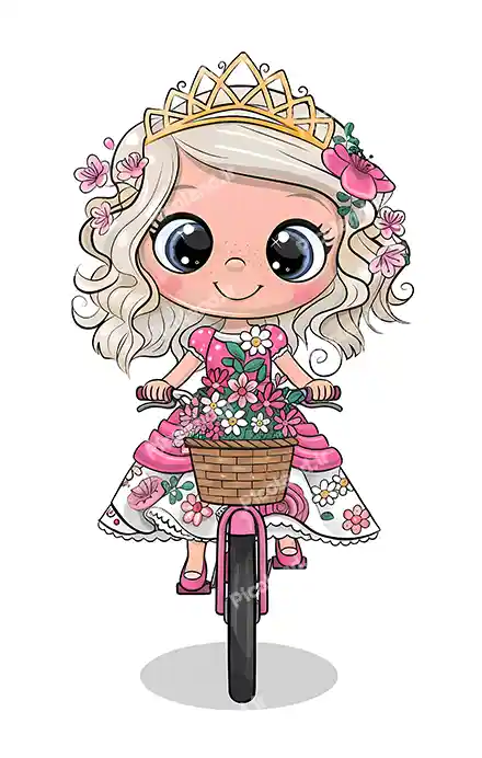 عکس با کیفیت 8K پرنسس کوچولو دوچرخه سوار کیوت کد0231