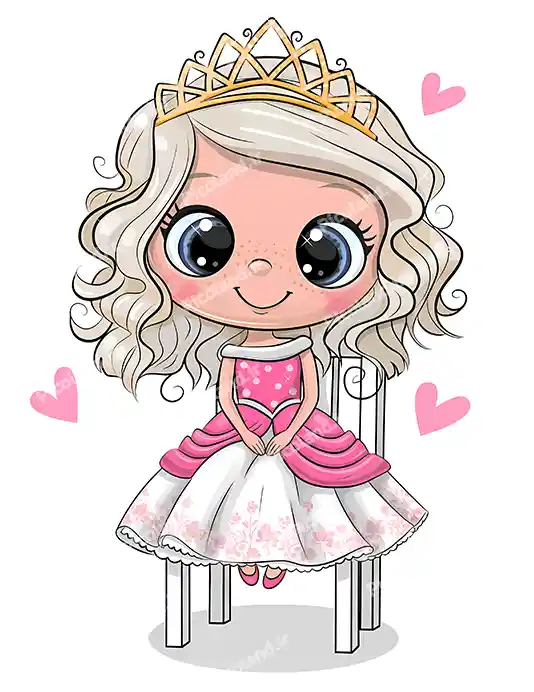 عکس با کیفیت 8K پرنسس کوچولو نشسته رو صندلی کیوت کد0232