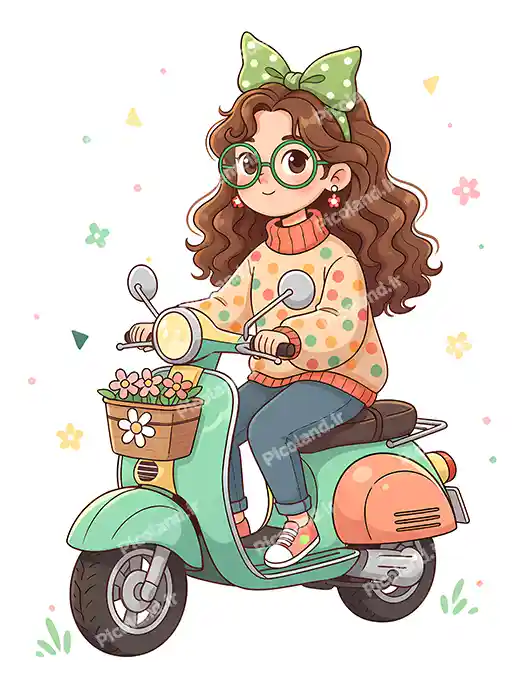 عکس با کیفیت 8K دختر کوچولو موتور سوار کیوت کد0238