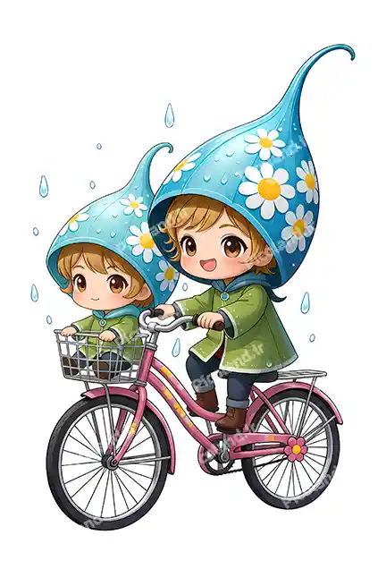 عکس با کیفیت 5K کوچولو ها دوچرخه سوار کیوت کد0248