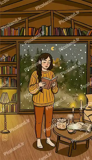 عکس با کیفیت 8K دختر در کتاب خانه کد0250
