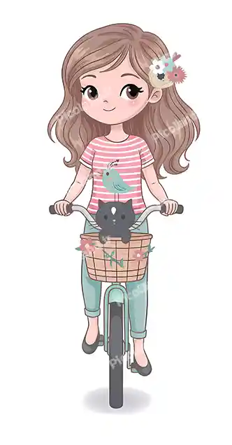 عکس با کیفیت 5K دختر در حال دوچرخه سواری کد0252