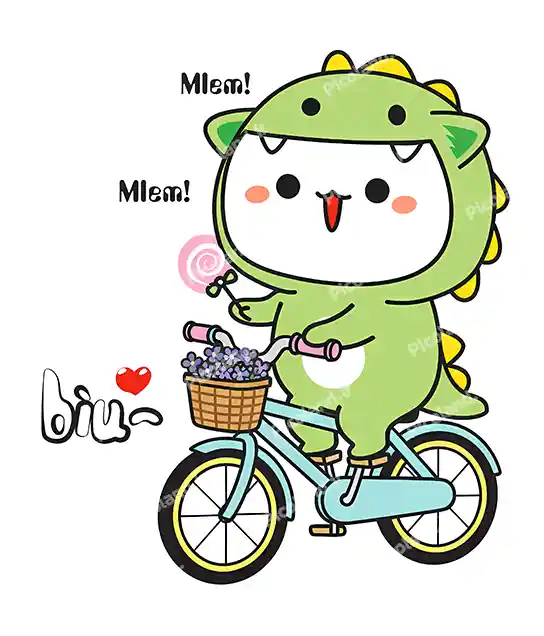 عکس با کیفیت 5K اژدها کیوت در حال دوچرخه سواری کد0256