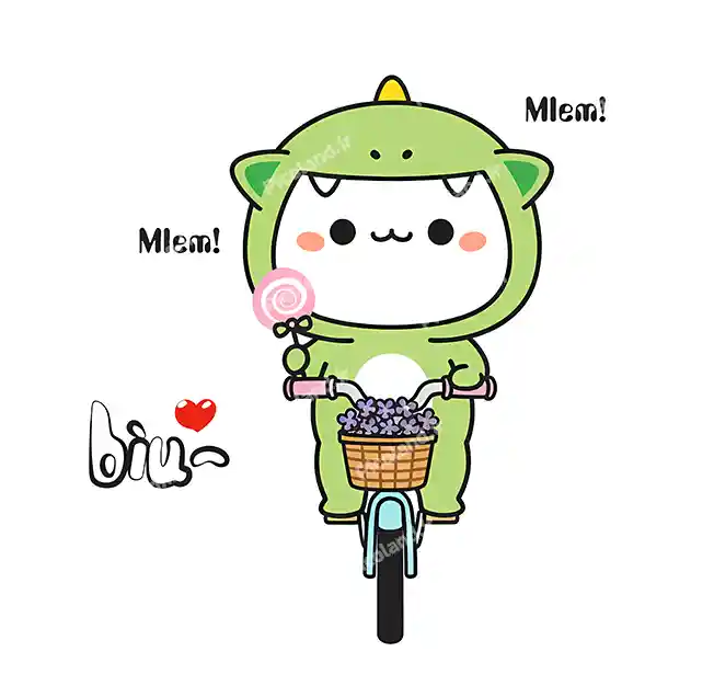 عکس با کیفیت 5K اژدها کیوت در حال دوچرخه سواری کد0257