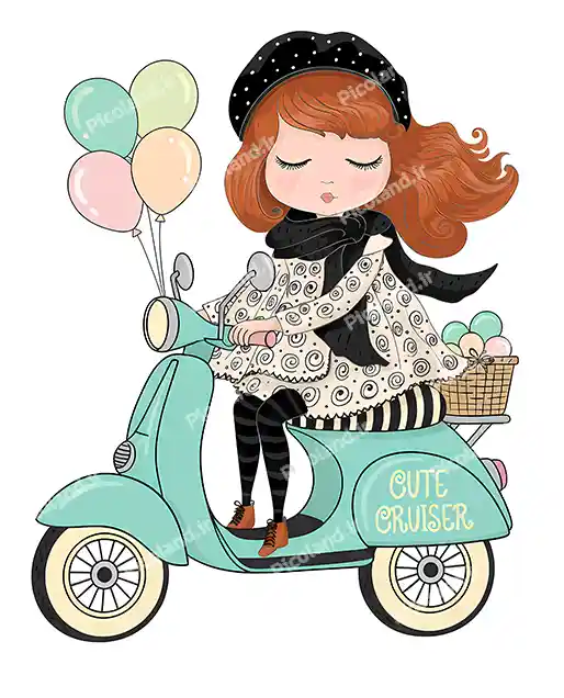 عکس با کیفیت 8K دختر کیوت در حال موتور سواری کد0261