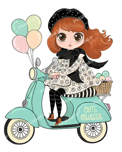 عکس با کیفیت 8K دختر کیوت در حال موتور سواری کد0263