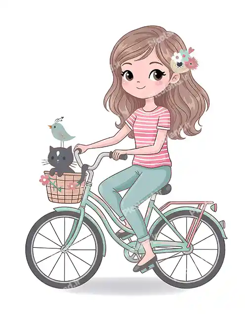 عکس با کیفیت 8K دختر در حال دوچرخه سواری کد0268