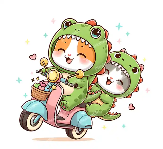 عکس با کیفیت 5K گربه با لباس اژدها در حال موتور سواری کد0270