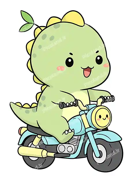 عکس با کیفیت 5K اژدها کیوت درحال موتور سواری کد0274