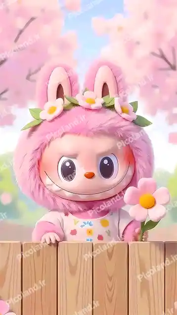 عکس با کیفیت 5K لبوبو در باغ گل کد0279