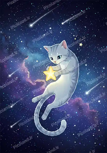 عکس با کیفیت 8K طرح گربه و ستاره کد0283