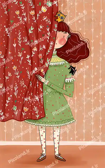 عکس با کیفیت 8K نقاشی مینیمال دختر و گربه کد0287