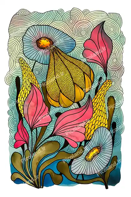 عکس با کیفیت 8K نقاشی مینیمال گل ها کد0288