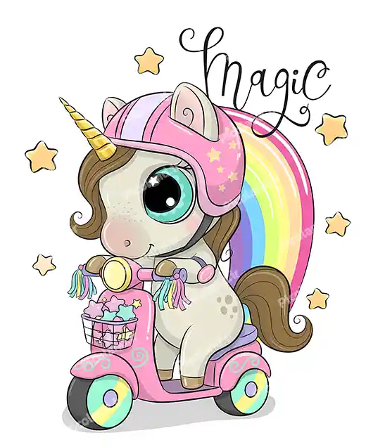 عکس با کیفیت 5K تک شاخ کیوت سوار موتور کد0303