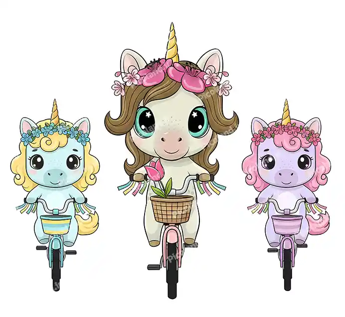 عکس با کیفیت 5K تک شاخ کیوت سوار دو چرخه کد0304