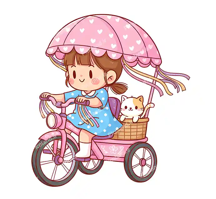 عکس با کیفیت 4K دختر کیوت سوار سه چرخه کد0309