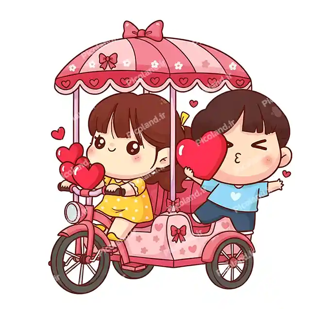 عکس با کیفیت 5K دختر و پسر کیوت سوار سه چرخه کد0310