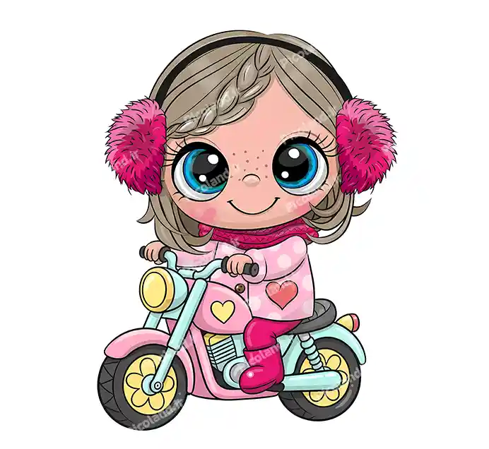 عکس با کیفیت 5K دختر کیوت در حال موتور سواری کد0312