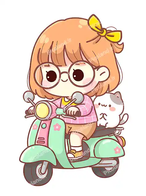 عکس با کیفیت 4K دختر کیوت درحال موتور سواری کد0314