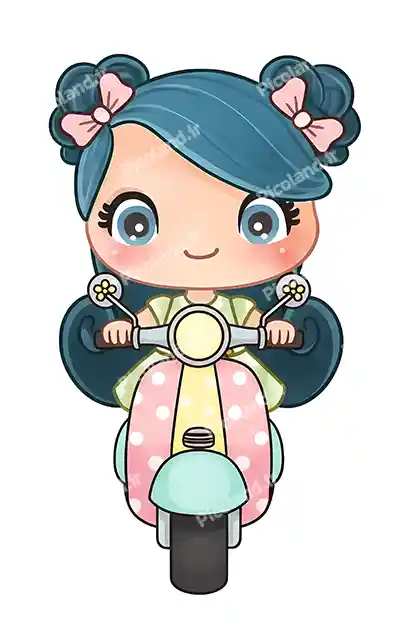 عکس با کیفیت 4K دختر کیوت درحال موتور سواری کد0323