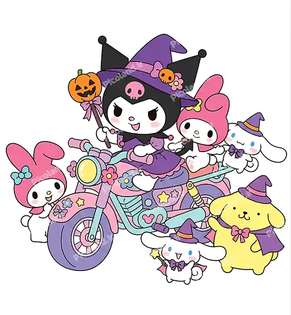 عکس با کیفیت 5K کرومی ملودی کیوت درحال موتور سواری کد0325