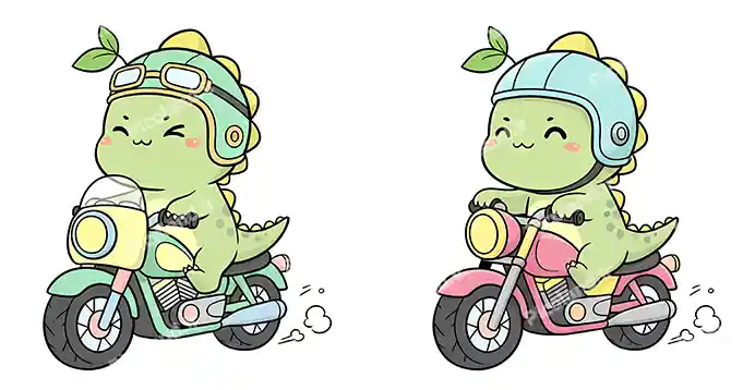 عکس با کیفیت 4K اژدها کیوت در حال موتور سواری کد0338