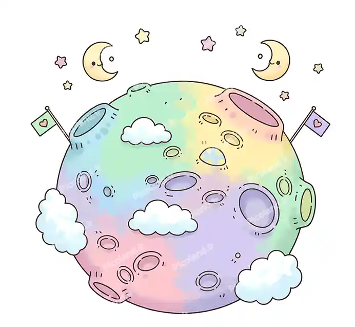 عکس با کیفیت 5K طرح کره ماه کیوت کد0341