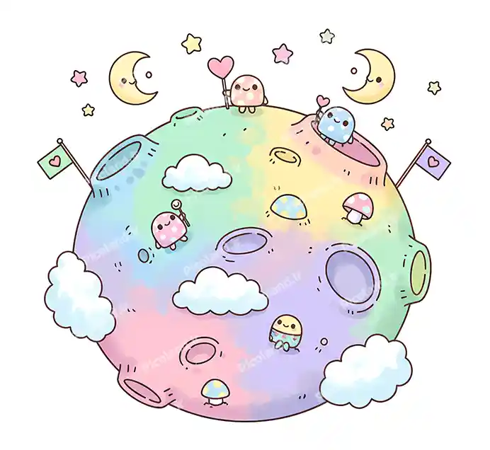 عکس با کیفیت 4K طرح کره ماه کیوت کد0342