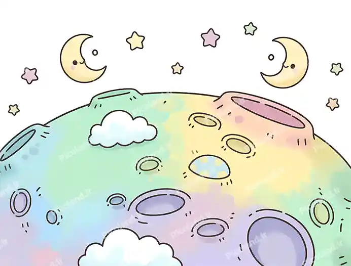 عکس با کیفیت 5K طرح کره ماه کیوت کد0344