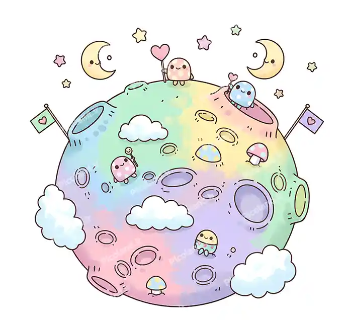 عکس با کیفیت 5K طرح کره ماه کیوت کد0345