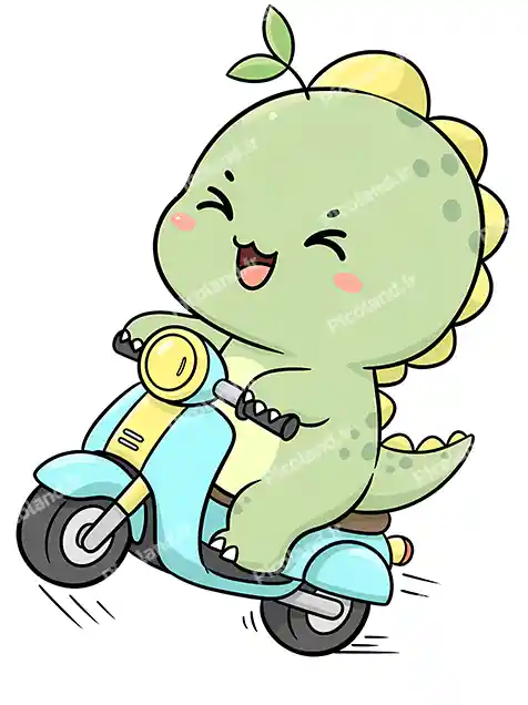 عکس با کیفیت 4K اژدها کیوت در حال موتور سواری کد0346