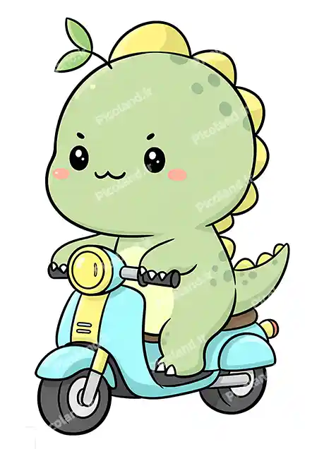 عکس با کیفیت 4K اژدها کیوت در حال موتور سواری کد0347