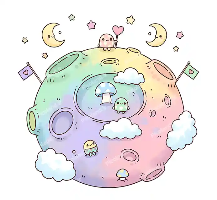 عکس با کیفیت 5K طرح کره ماه کیوت کد0349