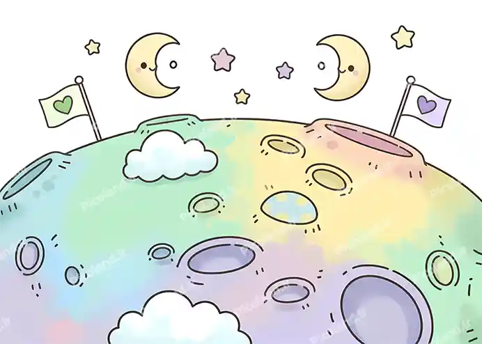 عکس با کیفیت 5K طرح کره ماه کیوت کد0350